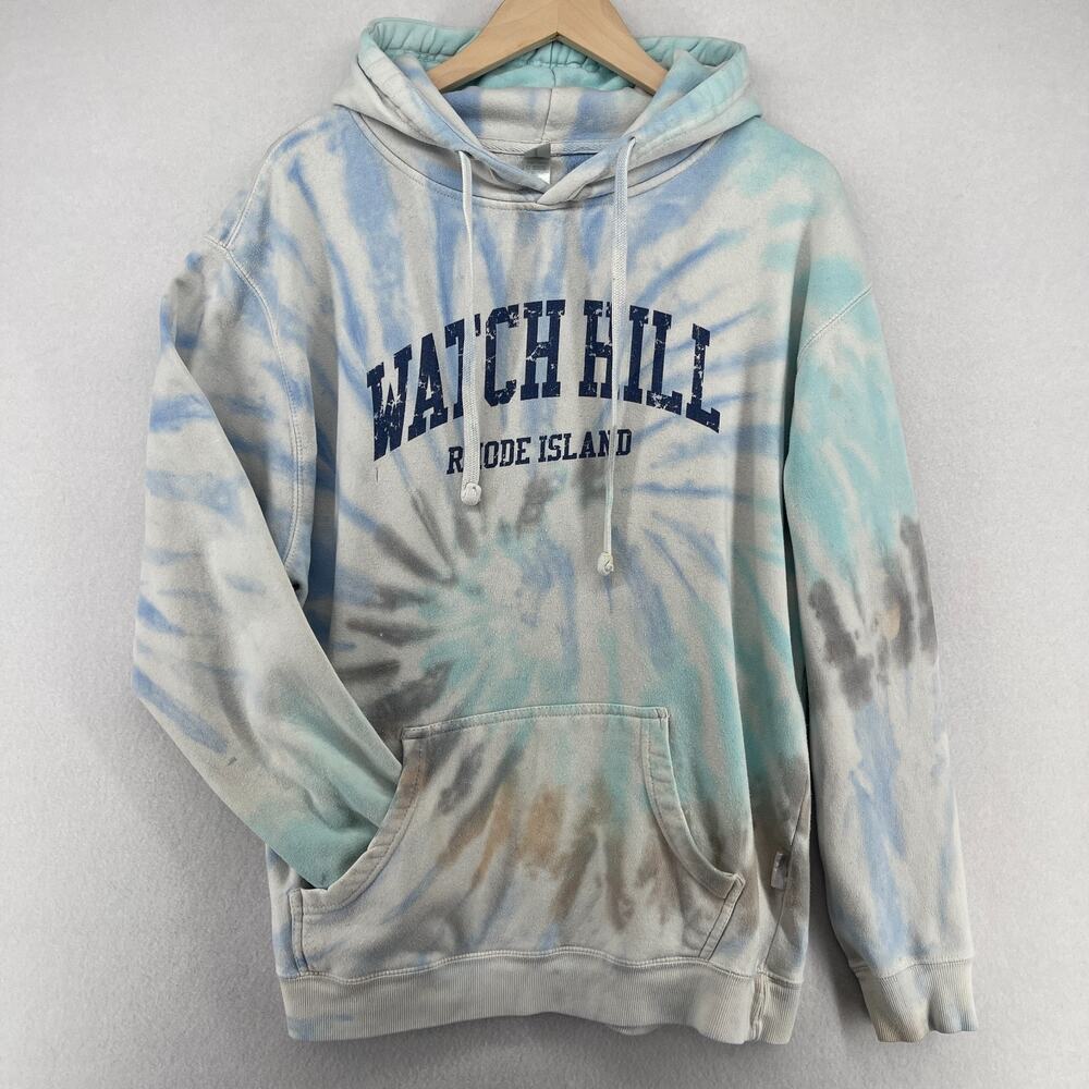 WATCH HILL Hoodie Mens XL Westerly Rhode Island Tie Dye Fleece Sweatshirt Blue